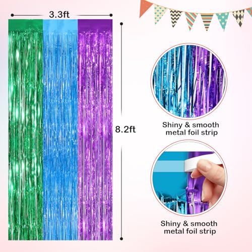 Rainbow Metallic Tinsel Foil Fringe Curtains, 2 Pack 3.3x8.3 Feet Party Streamer for Birthday Party Decorations, Halloween Decor, Foil Curtain for Christmas Party - color: Rainbow, size: 2 Pack