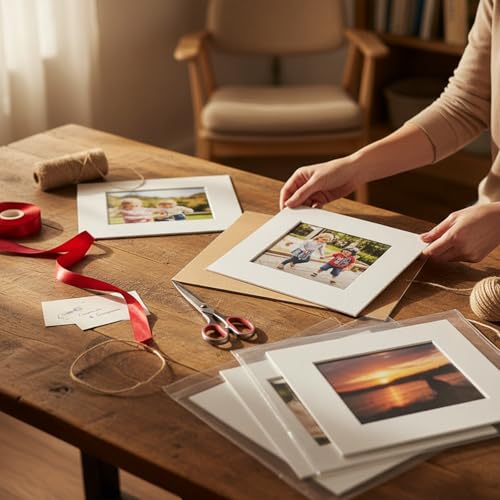 Acid Free 50 Pack 11x14 Pre-Cut Mat Board Show Kit for 8x10 Photos, Prints or Artworks, 50 Core Bevel Cut Matts and 50 Backing Boards and 50 Crystal Plastic Bags, White - size: 11x14-50 Pack
