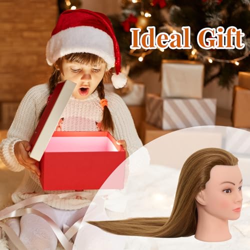 28Inch Mannequin Head with 80% Real Human Hair - Doll Head for Hair Styling Braiding Curling,Cosmetology Mannequin Head with hair with Table Clamp Hair Styling Set (Blonde) - color: 27B#