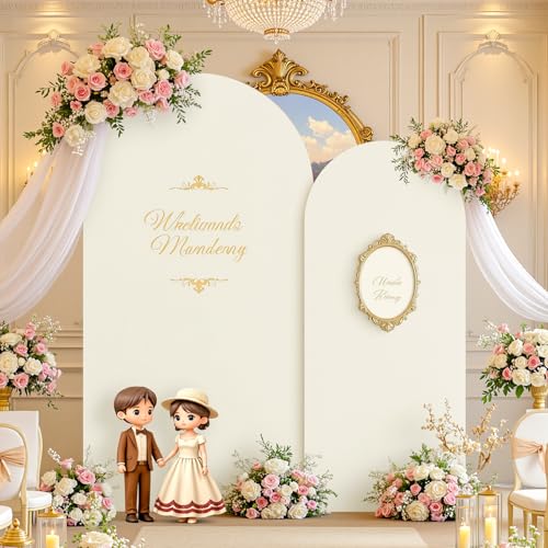 Ivory Arch Backdrop Cover for Wedding, 6FT Ivory Arch Cover Stretchy Backdrops, Double-Sided Arch Stand Covers for Wedding Ceremony, Baby Shower, Birthday Party Decoration - color: Ivory, size: 6FT