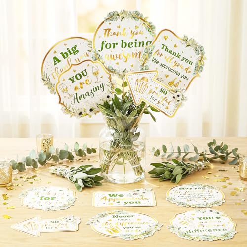 24 Pcs Teacher Staff Volunteer We Appreciate You Decorations Photo Booth Props Appreciation Decor Sage Green Thank You Sign Photo Props for Teacher Nurse Employee Coworker Appreciation - color: Sage Green