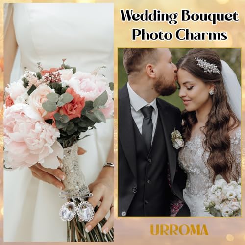 3Pcs Silver Wedding Bouquet Photo Charm Pins, Bouquet Charm for Gift Bridal Shower Graduation Memorial Photo Pin Brooch Making Kit for Mother