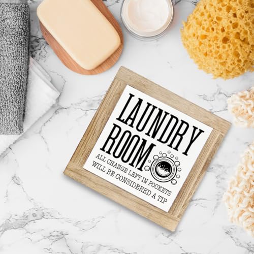 Rustic Laundry Room Sign, Funny Laundry Quote Wood Signs, Rustic Wooden Box Sign for Home Decor, Washing Room Decoration, Decorative Wooden Plaque, Tabletop Decors - color: Color05