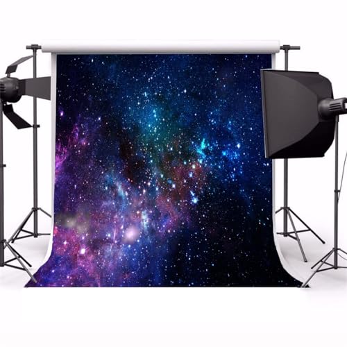 AOFOTO 5x5ft Nebula Backdrop Galaxy Starry Sky Background for Photography Universe Outer Space Night Stars Home Decor Vinyl Wallpaper Kids Baby Artistic Portrait Birthday Photo Shoot Studio Props - size: 5x5ft