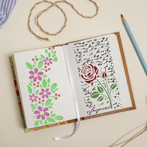 Floral Stencils for Crafts Reusable Texture Stencils Leaf Background Stencil Templates for Painting on Wood Canvas Furniture Cards Scrapbook - style: Floral