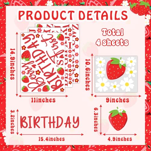 Name Custom Berry First Birthday Party Decal for Backdrop Sweet One Birthday Sign for Balloon Arch Strawberry 1st Birthdays Decor Supplies Baby Girls Birthdays Photo Background Vinyl Stickers - color: Red & White Name Diy