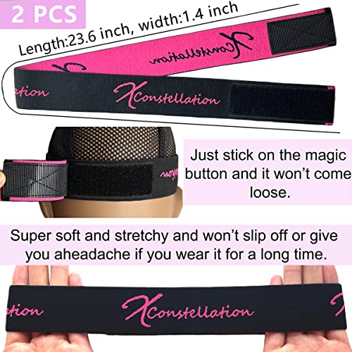 Elastic Wig Bands for Edges, Baby Hair, Keeping Wigs in Place, and Sewing Edges - 2 PCS, BlackPink - color: Black+Pink, size: 1 Count (Pack of 4)