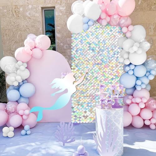 Rainbow Silver Sequin Wall Panel for Birthday Wedding Engagement Mermaid Wall Disco Decoration (12 Panels) - color: Rainbow Silver, size: 3ftx4ft