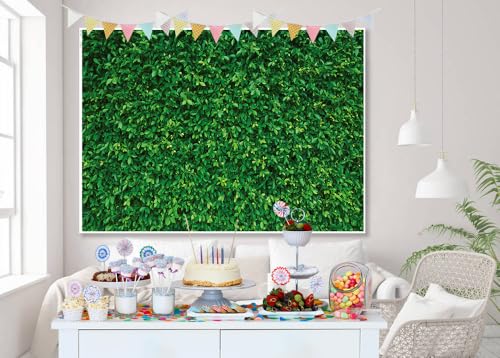 LYWYGG 7x5FT Vinyl Green Leaves Photography Backdrop Nature Greenery Leaves Backdrop Grass Background (Non 3D) CP-87 - size: 7x5FT