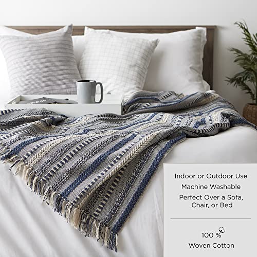 DII Rustic Farmhouse Double Diamond Woven Throw, 50x60, Brown - color: Brown