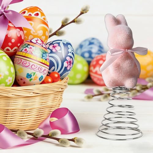 Bunny Tree Topper,Seasonal Spring Flocking Rabbit Decoration,Flocking Bunny Topper - for Home Farmhouse Party Mantel Cabinet Porch Basket Gathering Celebration - color: Pink