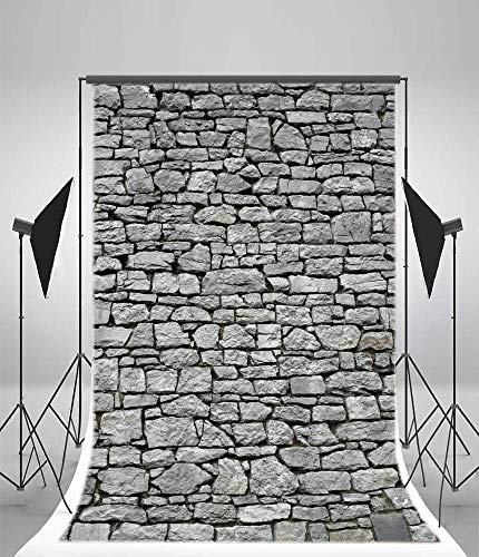 Yeele 6x8ft Gray Brick Wall Backdrop Vintage Grunge Photography Background Nostalgia Irregular Stone Texture Ancient Grey Uneven Cracked Rock Boy Kid Adult Artistic Portrait Photo Shoot Studio Props