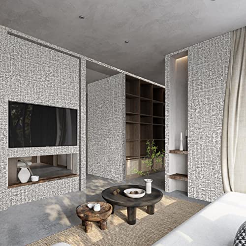 Peel and Stick Wallpaper Grey Grass Cloth Wall Paper - 15.7 x 200 Inch Self Adhesive Wallpaper Peel and Stick, Easy to Paste Wall Contact Paper for Stand Liner, Table and Door Makeover Decor - color: Linen Grey, size: 15.7" x 200"