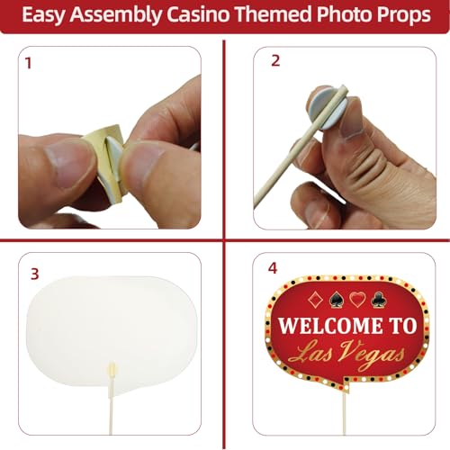 25 Pieces Casino Photo Booth Props, Las Vegas Photo Booth Props, Poker Selfie Prop for Casino Theme Party Decorations, Poker Party Decoration, Game Night Vegas Themed Party Decorations