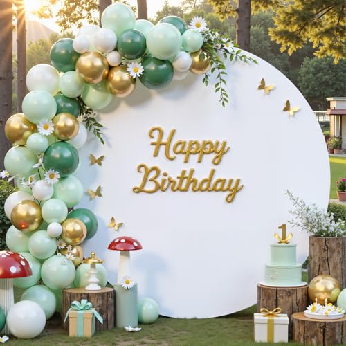 gogoparti 7.2 FT Pure White Round Backdrop Cover, Polyester Material, Wrinkle Free, Stretchy Circle Arch for Party, Wedding, Birthday, Baby Shower Photography - color: White, size: 7.2 Ft