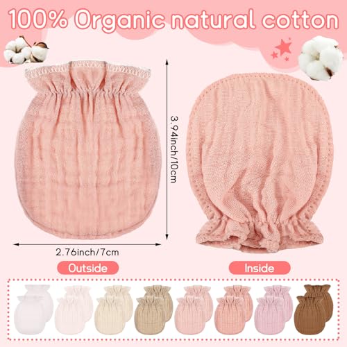 Newborn Baby Muslin Mittens 0-6 Months No Scratch Elastic Wrist Soft Breathable Gloves Bulk Cotton for Infant - color: Cute Color