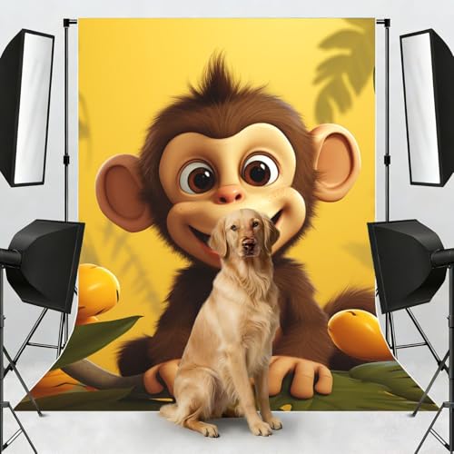 Cute Funny Monkey Banana Backdrop Background for Photography 5x7ft Photobooth Professional Photo Backdrop Curtains Video Photography Studio Photo Backgrounds Banner Booth Background Screen Parties - color: Cute Funny Monkey Banana