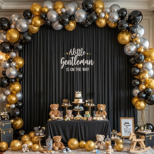 10x10ft Black Backdrop Curtains for Parties Wrinkle Free Fabric Backdrop Curtain Party Photo Backdrop Drapes for Birthday Wedding Baby Shower Graduation Photography Back Drop 2 Panels 5x10FT - color: Black, size: 10 ft X 10 ft(2 Panels 5ft X 10ft)
