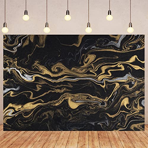 Leyiyi 6x4ft Background for Photography Black Gold Marble Backdrop Abstract Art Gold Quicksand Backdrop for Birthday Party Celebration Decoration Banner Photo Booth Wallpaper Photo Studio Props - color: Black Gold, size: 6x4ft