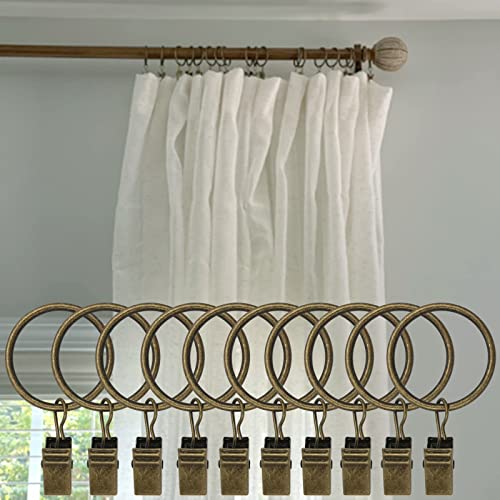 WeeksEight 100 Pack Bronze Curtain Rings with Clips, Curtain Hooks Hangers Clip Rings for Hanging Drapes Bows Hat, Drapery Rings 1.26 in I D, Fits up to 1 in Diameter Curtain Rod. - color: Bronze, size: 1.26" I D Set of 100
