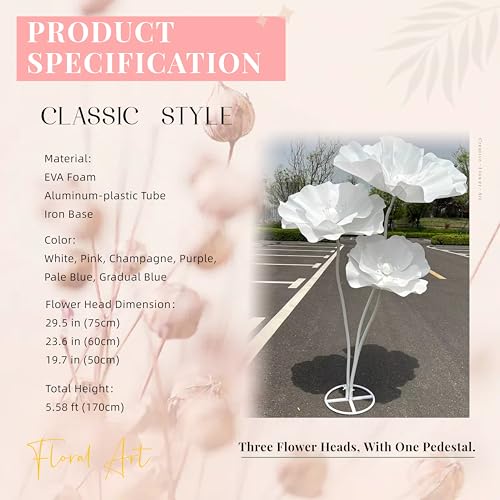 SAVITO Giant Flowers for Backdrop 5.58ft Huge EVA Artificial Flowers, Wedding Decorations for Reception Artificial Spring Flowers Outdoor Party Decor Shop Window Flower Display Home Decor (White) - color: White