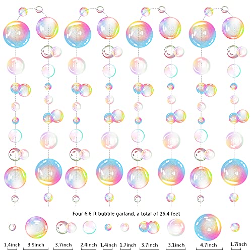Transparent Bubble Garlands Mermaid Party Decoration Colored Flat Cutouts Hanging Streamer for Birthday Baptism Wedding Ocean Wall Decal Baby Shower Under Sea Festal Kid Room Photo Props (Color) - color: Colour