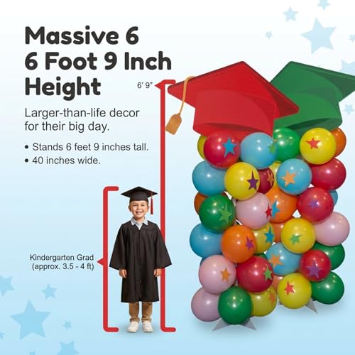 Grad Hats Balloon Columns Stage Prop Kit, Set of 2, Graduation Decorations, KG23AE3-M - color: Grad Hat Columns Kit