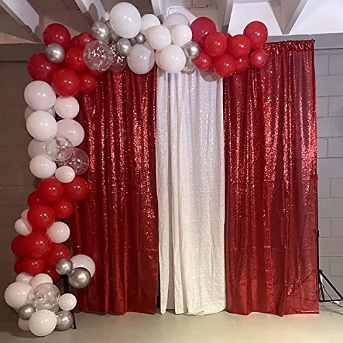 Red Sequin Backdrop Curtains Glitter Drapes 2FTx8F 2 Panels for Wedding Birthday Party Decorations Bridal Baby Shower Party Supplies Sparkly Photography Background - color: Red, size: 2FTx8FT-2PCS
