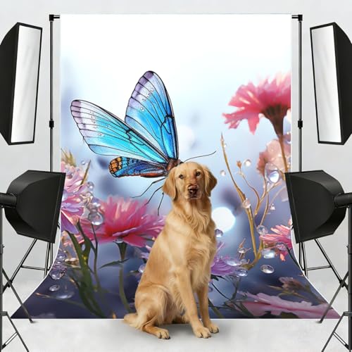 Dragonfly and Flowers Backdrop Background for Photography 5x7ft Photobooth Professional Photo Backdrop Curtains Video Photography Studio Photo Backgrounds Banner Booth Background Screen Parties - color: Dragonfly And Flowers