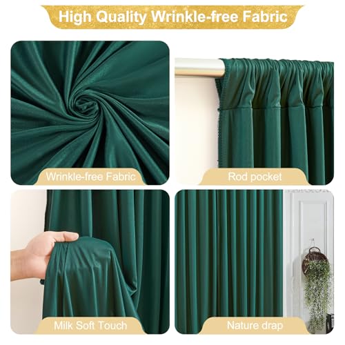 24x10FT Hunter Green Backdrop Curtains for Wedding Parties, Wrinkle Free Polyester Photography Backdrop Drapes for Baby Shower Birthday Parties Stage Background Stand Decorations 4x10ft,6 Panels - color: Hunter Green, size: W4' x H10'(6 Panels)