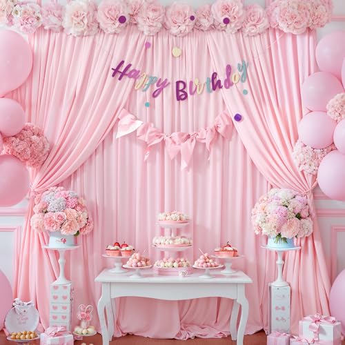 8x10FT Baby Pink Backdrop Curtains for Wedding Parties, Wrinkle Free Polyester Photography Backdrop Drapes for Wedding Baby Shower Birthday Parties Stage Background Stand Decorations 4x10ft,2 Panels - color: Baby Pink, size: W4' x H10'(2 Panels)