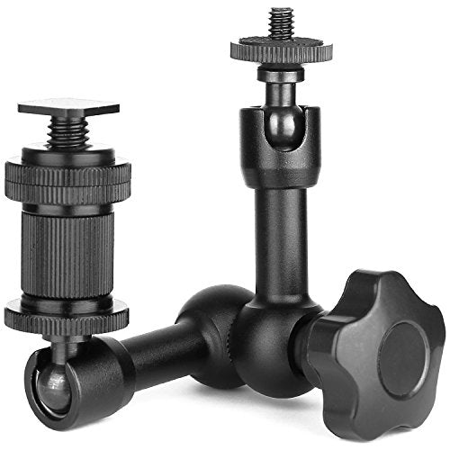 ChromLives 7'' Magic Arm, Articulating Magic Friction Arm Adjustable with Hot Shoe Mount 1/4'' Tripod Screw Compatible with DSLR Camera Rig/LCD/DV Monitor/LED Lights/Flash Light/Microphone - color: magic arm