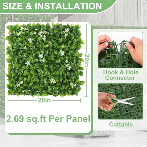 12pcs Artificial Grass Wall Panels 20”×20” Greenery Wall Backdrop Boxwood Panels Green Leaf Hedge Panel Grass Backdrop for Home Decor Indoor Greenery Fence Privacy Screen for Outdoor Garden Balcony - color: 20"×20" - A