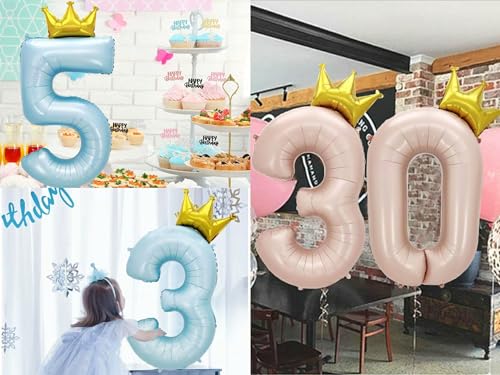 Giant Pale Pink 8 Number Crown Balloons 40 Inch Light Pink 8 Mylar Helium Large Crown Digital Balloon Baby Pink Birthday Numbers Balloons 8th Birthday Kids Theme Party Decoration Supplies - color: Crown Pale Pink 8