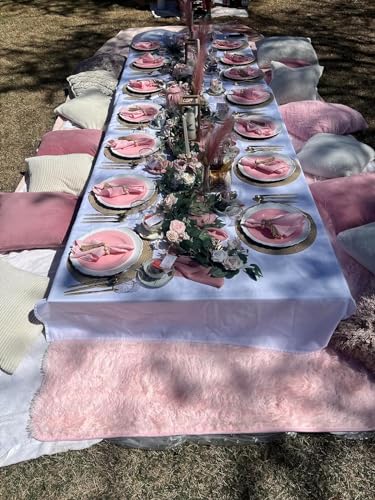 PLOYMONO Pink Heavy Duty Cloth Napkins - 17 x 17 Inch Solid Washable Polyester Dinner Napkins - Set of 8 Napkins with Hemmed Edges - Great for Weddings, Parties, Spring, Mother's Day - color: Pink