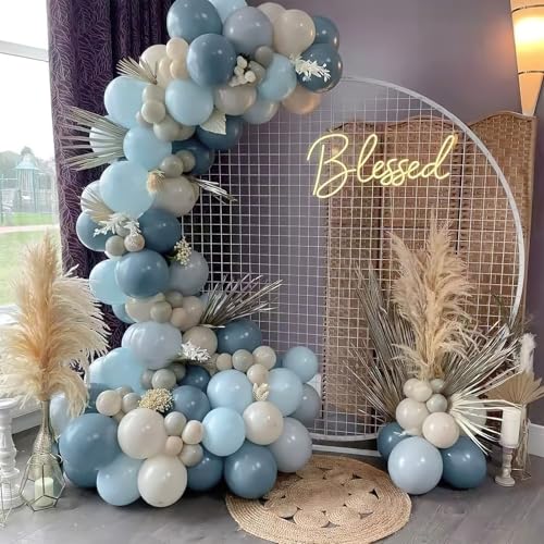 PartyWoo Dusty Blue Balloons 100pcs 12 Inch Light Blue Aqua Boho Latex Helium Balloons for Wedding Graduation Baby Shower Gender Reveal Bachelorette Birthday Under The Sea Party Decorations Blue-F28 - color: Blue-f28, size: 12 inch