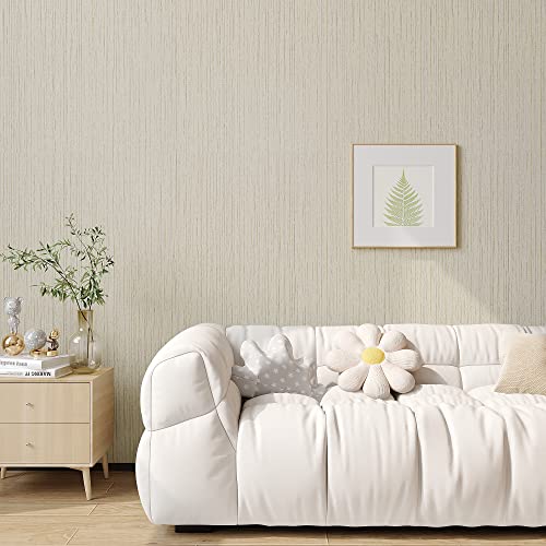 VEELIKE Ecru White Grasscloth Peel and Stick Wallpaper Textured Grasscloth Wallpaper 15.7''x118'' Removable Linen Fabric Vinyl Wall Paper Self Adhesive Grass Cloth Contact Paper for Bedroom Walls - color: Ecru White, size: 15.7" x 118"