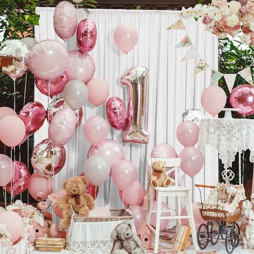Deconovo Backdrop Drapes–Curtains for Weddings, Parties, Birthdays, Stage & Graduation Decorations, Holiday Curtains for Home & Event Decor, White, W5 x H10 FT,2 Panels
