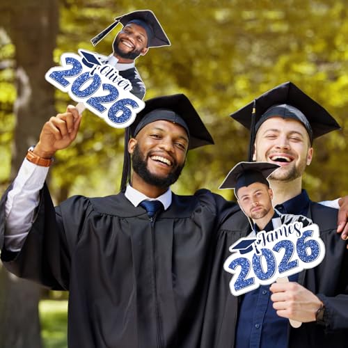 Graduation Custom Cutout Big Head on a Stick for 2026, 6 to 24", Fun Face Cardboard Cutouts, Personalized Fat Heads, Senior Night Photo Prop, Birthday, Party Décor, 1 PC, Bright Blue - color: 2026 Light Blue