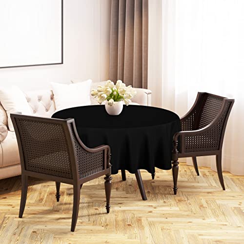 Utopia Kitchen Round Table Cloth 2 Pack(60 Inches, Black), Tablecloth Machine Washable, Polyester Table Cover for Dining, Buffet Parties, Picnics, Events, Weddings and Restaurants - color: Black, size: 2 Pack 60 Inch Tablecloth