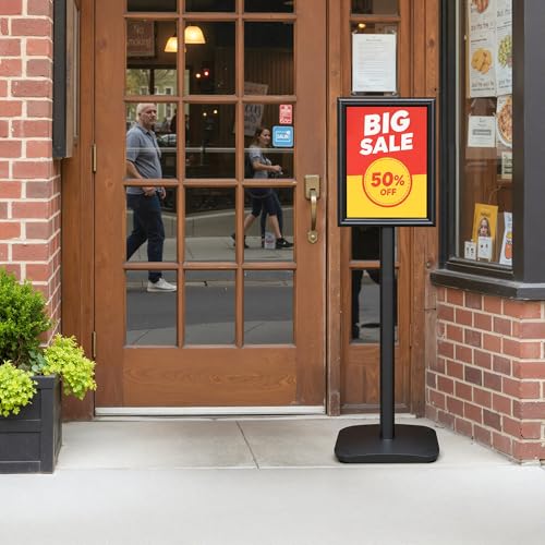 3-Pack Heavy Duty Pedestal Sign Holder Stand 8.5x11 Inch, Adjustable Floor Standing Sign Holder with Weighted Base, Vertical & Horizontal Menus Signage Stands for Outdoor Advertising, Posters, Black - color: Black, size: 3 Pack - 8.5x11 in