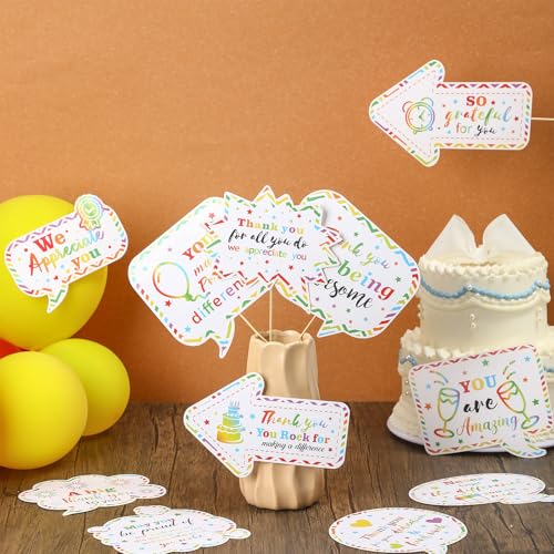 24 Pcs Teacher Staff Volunteer We Appreciate You Decorations Photo Booth Props Appreciation Decor Multicolored Thank You Sign Photo Props for Teacher Nurse Employee Coworker Appreciation - color: Multi Color