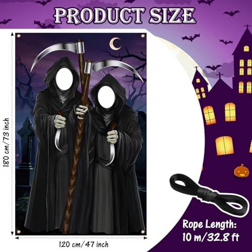 Lunmon Halloween Horror Background - Large Photo Door Banner with Grim Reaper Backdrop for Party Decoration - color: Grim Reaper