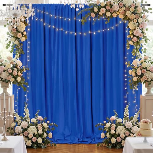 Backdrop Curtains Royal Blue 10ft x 10ft Polyester Photography Backdrop Drapes for Baby Shower Party Birthday Backdrop Decorations - color: Royal Blue, size: 2 Panels 5ft X 10ft