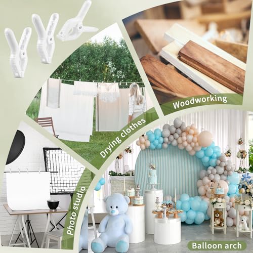 LemonRoad 24 Pcs 4" Clips for Balloon Arch White Heavy Duty 2" Opening Spring Clamps for Birthday Baby Shower Balloon Arch, Tablecloth Clip, Backdrop Stand for Wedding Photography Studio Decoration