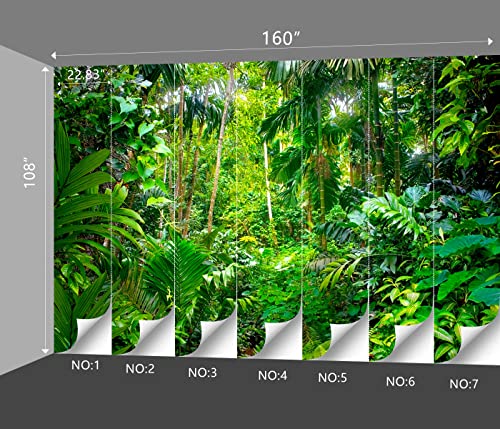 Tropical Rainforest Botanical Wallpaper Bedroom Green Leaf Plant murals Aesthetic Room Decor Living Room tv Background Large wall Mural - 160"x108" Not Peel and Stick - color: B033, size: 160" x 108"