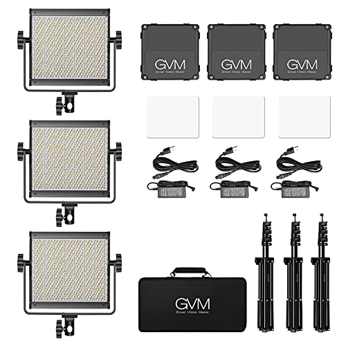 GVM RGB Video Lighting, 360° Full Color Led Video Light with APP Control, 3 Packs 850D Photography Lighting Kit CRI 97, YouTube, Aluminum Alloy Shell - size: 3 packs
