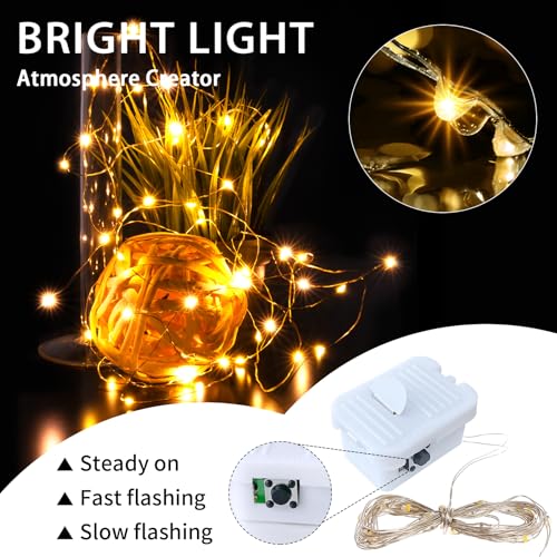 8 Pack Warm White Fairy Lights Battery Operated, 7ft 20 LED Mini String Twinkle Lights for Christmas Halloween Mason Jars Party Centerpiece Table Decorations (8, Warm White) - color: Warm White