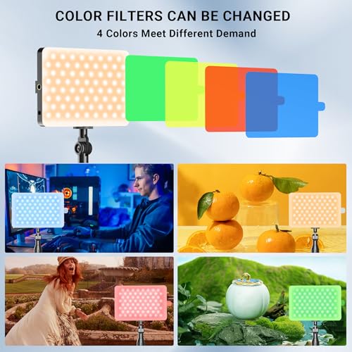 Mionondi LED Video Light with Stand, Home Studio Back Lights, Photo Lights with Color Filters for Close Photography Lighting YouTube Video Recording, Desk Game Steaming