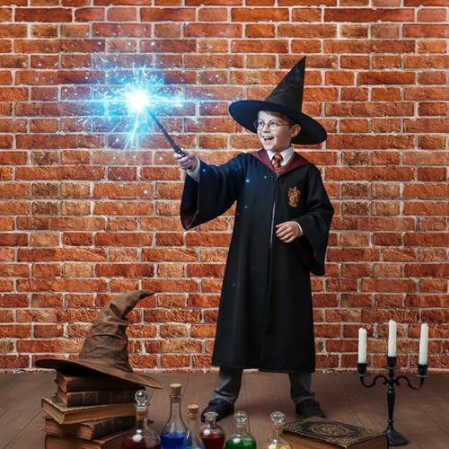 Stone Wall Backdrop Medieval Decor - 7x5ft Brick Wall Scene Setter Wallpaper Curtains Door Tablecloth Photo for Medieval Castle Winter Halloween Retro Red Backdrop for Wizard Party - style: Stone Wall